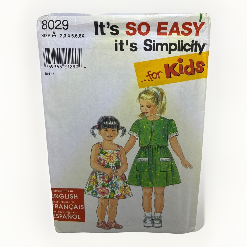 Simplicity Sewing Pattern 8029 Childrens Dress Jacket Sizes 2 3 4 5 6 6X Uncut‎